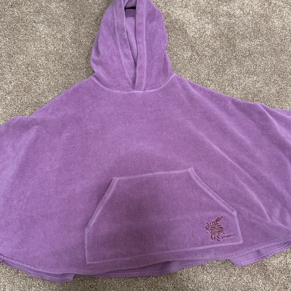 Patagonia Girls‎ Hooded Fleece Cape Purple S/M 8-10 Pullover